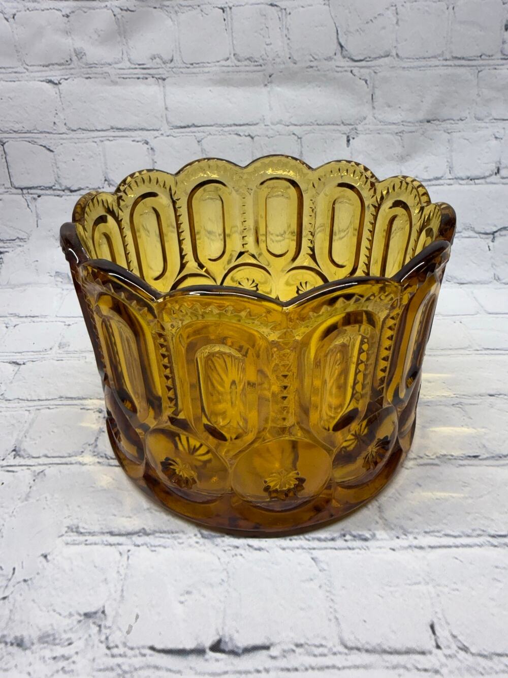 LE Smith Moon and Stars Amber Glass Jar